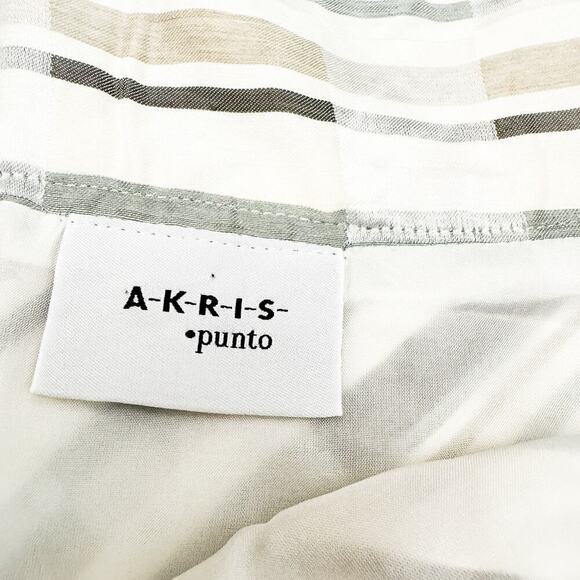 Akris Punto Plaid Geometric Linen A Line Skirt Belted Size 12 - Picture 5 of 8